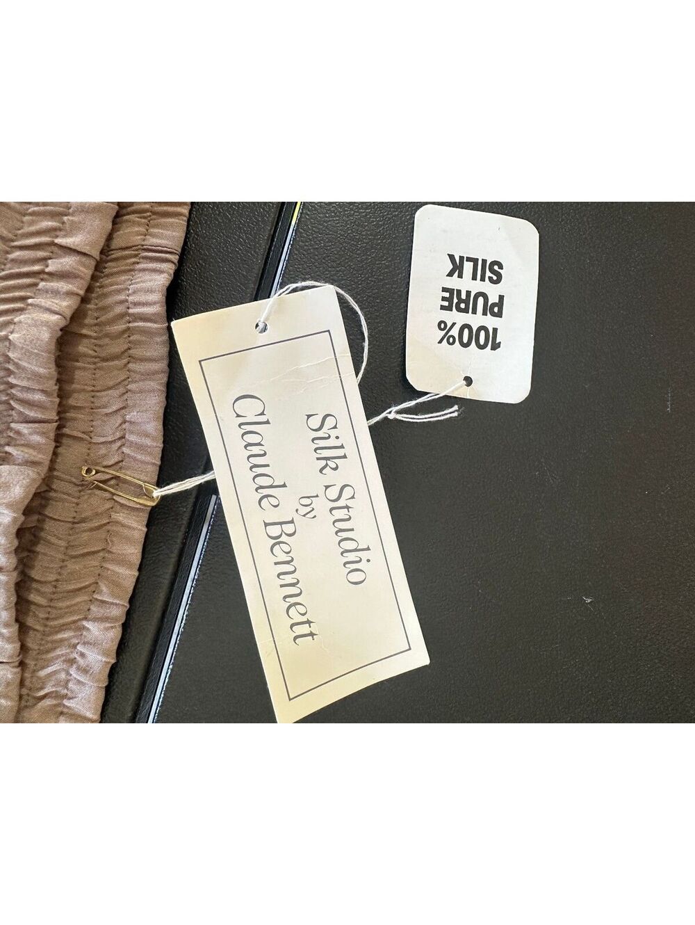 Claude Bennett Taupe Silk Pull-On Pants 10 - Picture 3 of 5